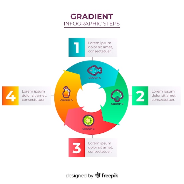 Gradient infographic steps template
