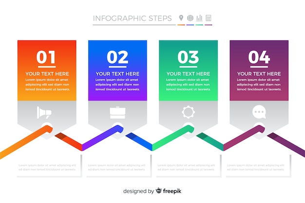 무료 벡터 그라데이션 infographic 단계 템플릿