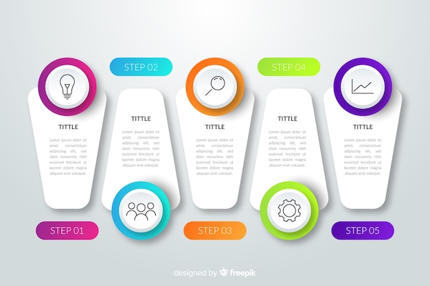 Шаблон градиента инфографики шаги