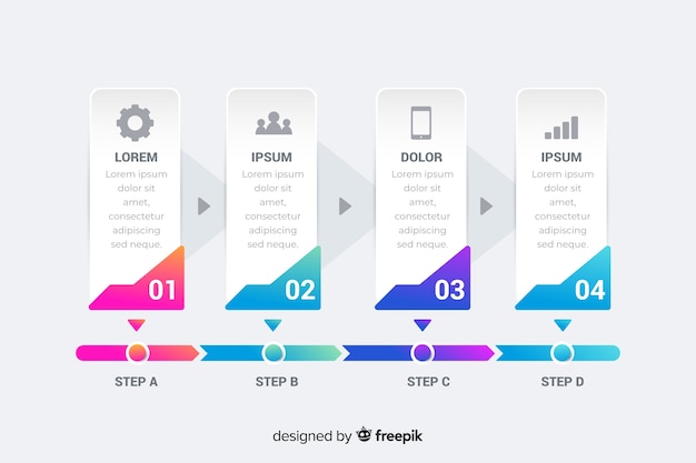 Free vector gradient infographic steps template