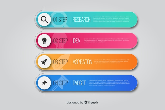Шаблон градиента инфографики шаги