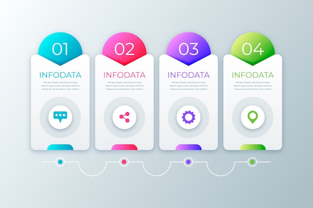 Modello di gradiente infografica passi