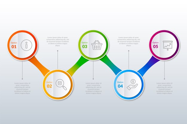 그라데이션 infographic 단계 템플릿