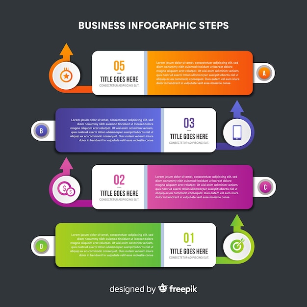 Gradient infographic steps