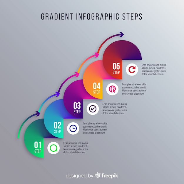 Gradient infographic steps