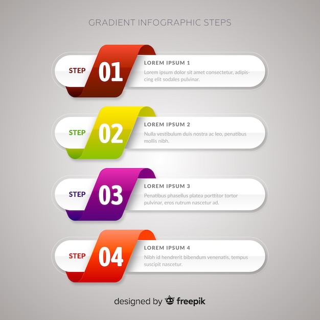 Gradient infographic steps