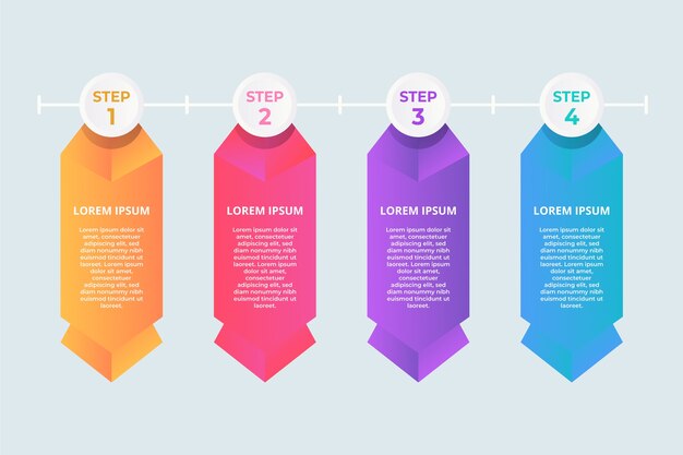 Gradient infographic steps