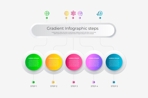 Gradient infographic steps