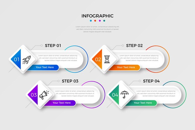 Градиент инфографики шаги