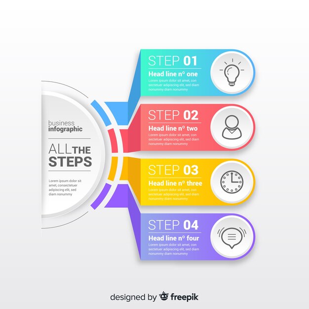 Gradient infographic steps