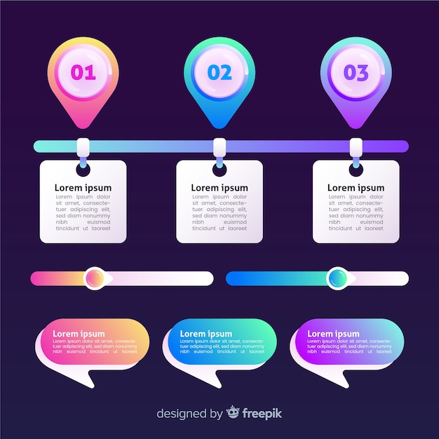 무료 벡터 그라데이션 infographic 템플릿 평면 디자인