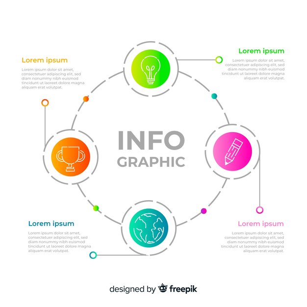 그라데이션 infographic 템플릿 평면 디자인