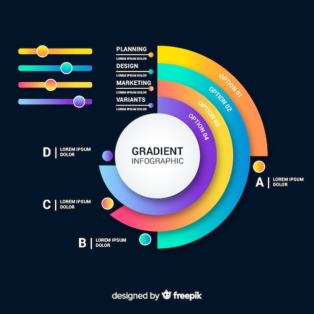 Vettore gratuito design piatto modello gradiente infografica