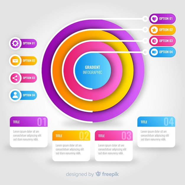 Vettore gratuito design piatto modello gradiente infografica