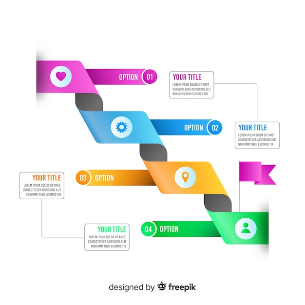 Vettore gratuito design piatto modello gradiente infografica