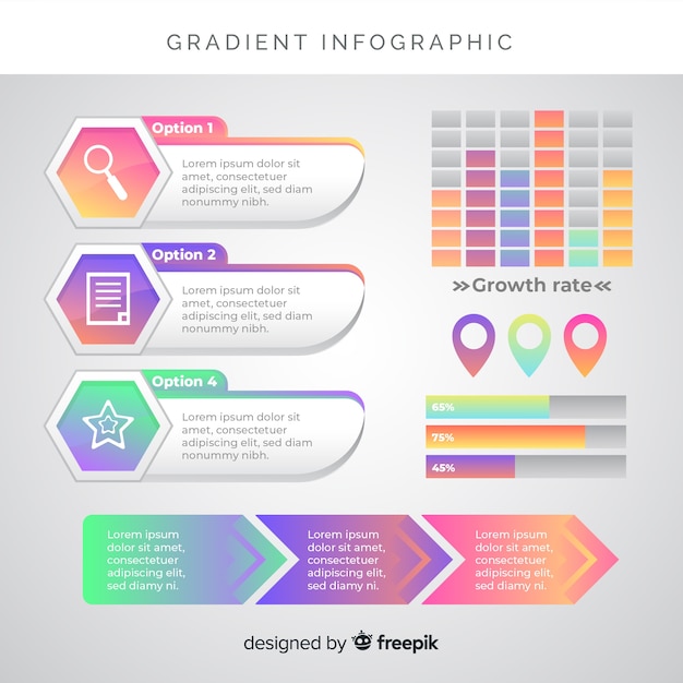 Бесплатное векторное изображение Градиент инфографики шаблон плоский дизайн