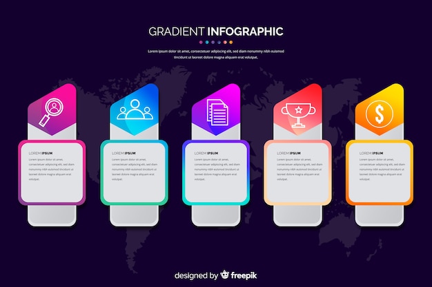 그라데이션 infographic 템플릿 평면 디자인