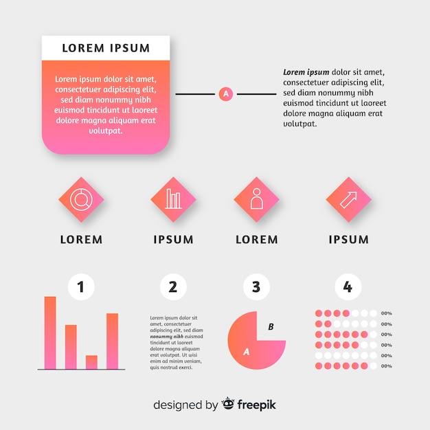 무료 벡터 그라데이션 infographic 템플릿 평면 스타일