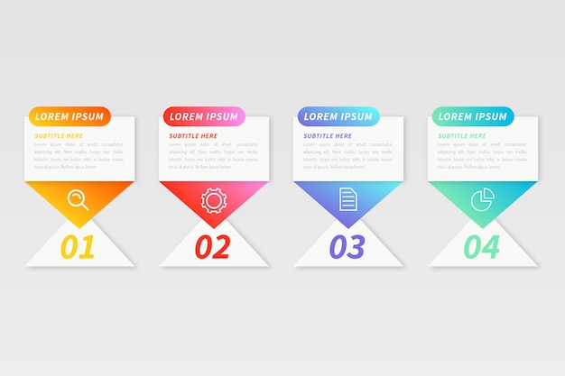 Vettore gratuito modello di gradiente infografica in più colori