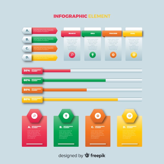 Vettore gratuito modello di gradiente infografica con barre