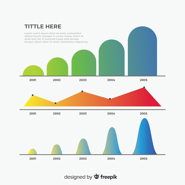 Modello di gradiente infografica con grafici