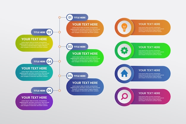 Modello di gradiente infografica con colori