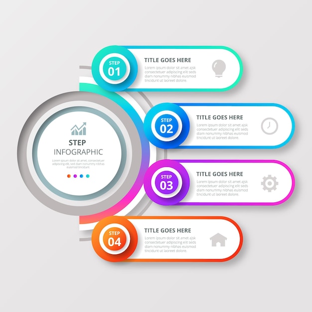 Gradient infographic template with steps