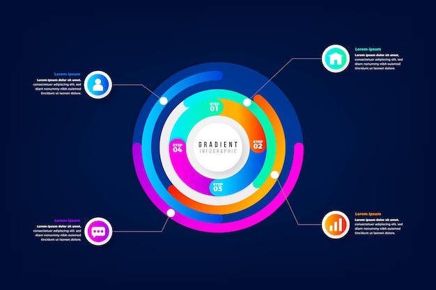 Vettore gratuito modello di infografica gradiente