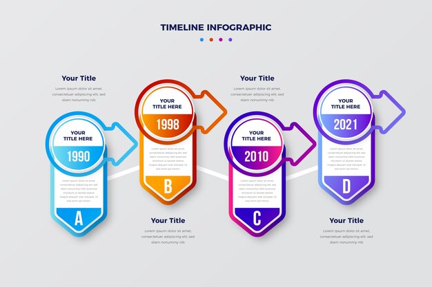 그라데이션 infographic 타임 라인 디자인