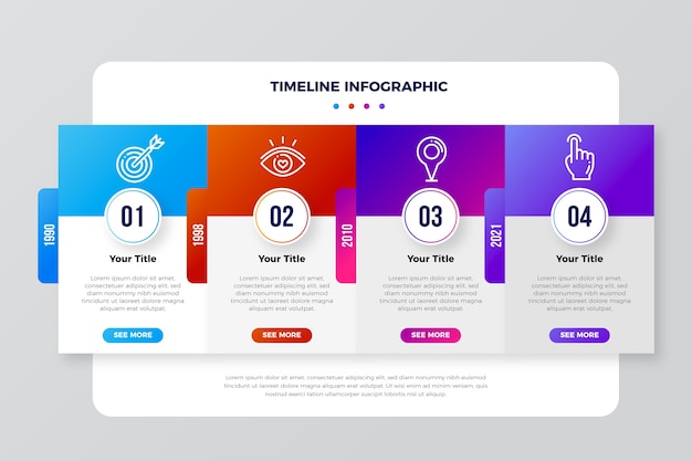 グラデーションインフォグラフィックタイムラインデザイン
