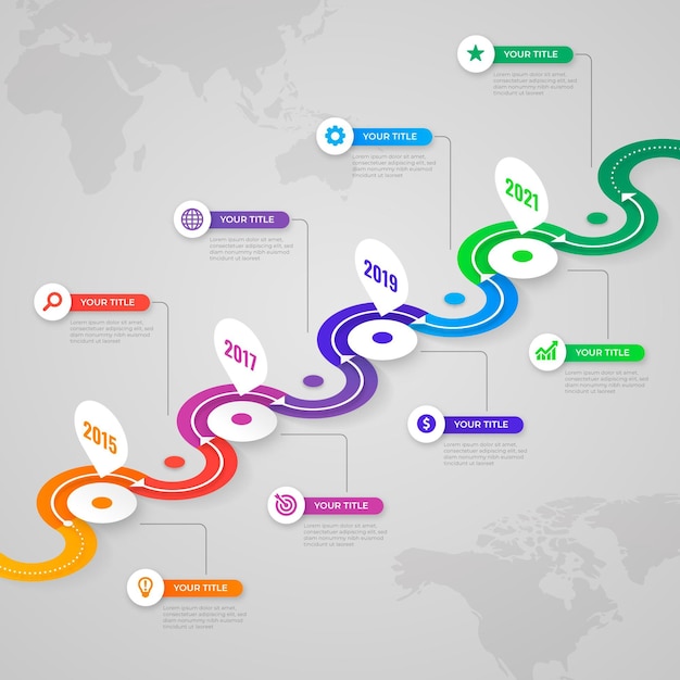 Progettazione della timeline infografica sfumata