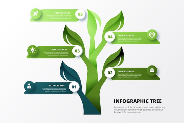 Vettore gratuito gradiente grafico ad albero infografica design