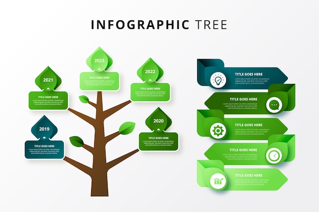 Vettore gratuito gradiente grafico ad albero infografica design