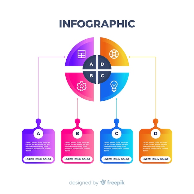 Gradient infographic with colorful shapes