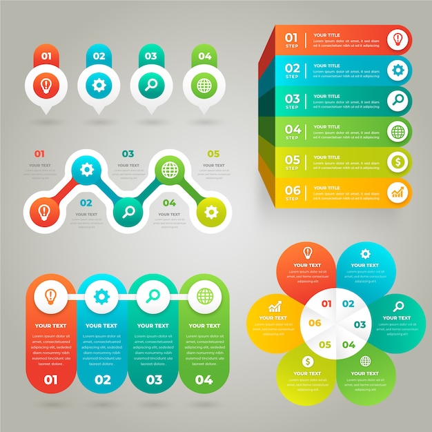 화려한 텍스트와 그라데이션 infographic