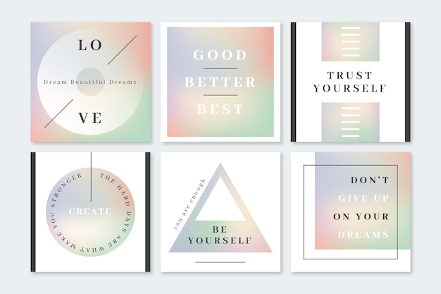 Free vector gradient inspirational quotes instagram post collection