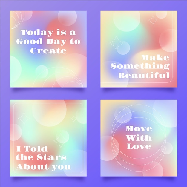 Free vector gradient inspirational quotes instagram post collection