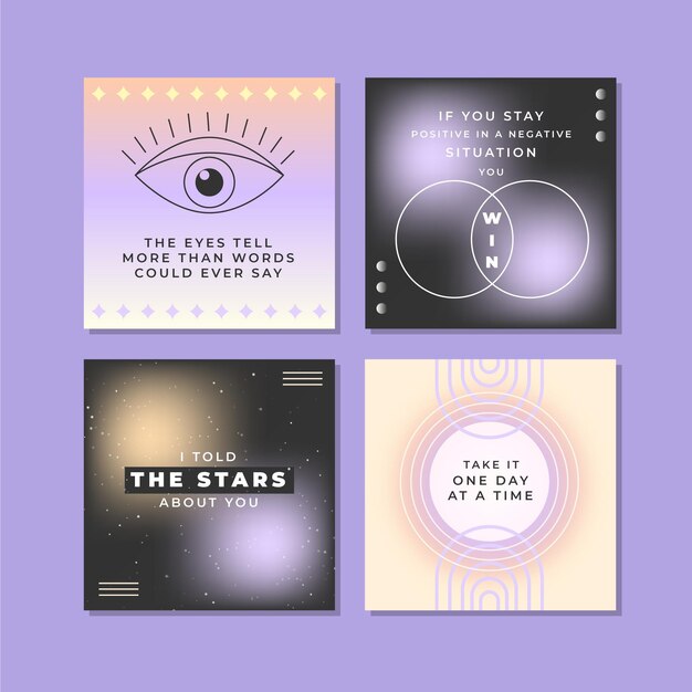 Gradient inspirational quotes instagram post collection