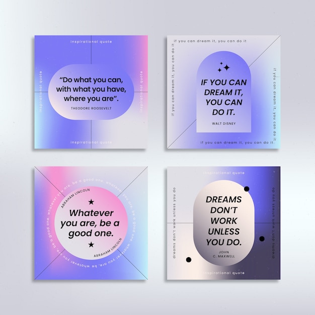 Free vector gradient inspirational quotes instagram post collection