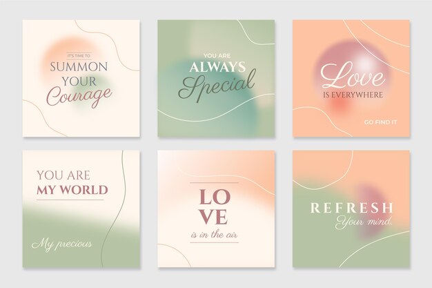 Gradient inspirational quotes instagram post collection