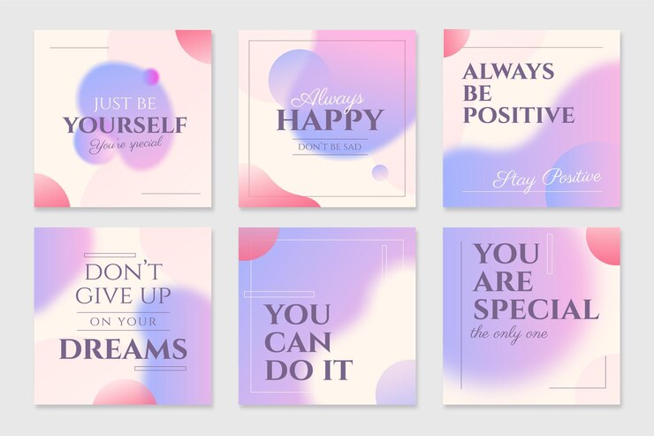 Free Vector gradient inspirational quotes instagram post set