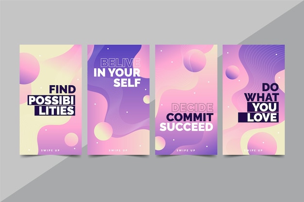 Free vector gradient inspirational quotes instagram story collection