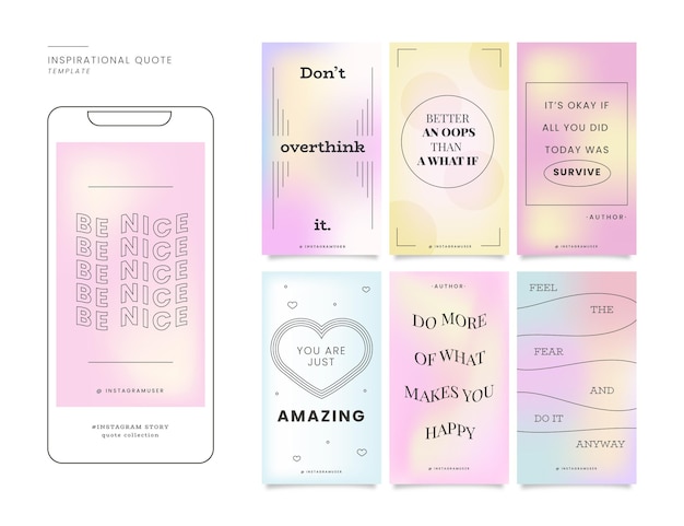 Free vector gradient inspirational quotes instagram story collection