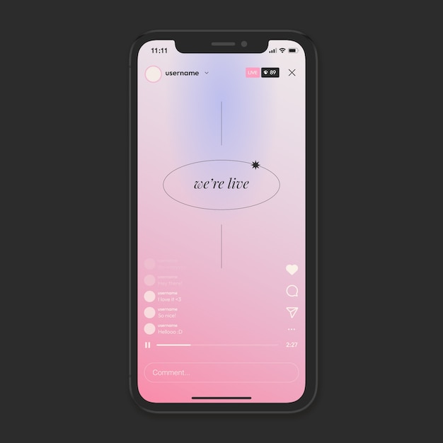 Free vector gradient instagram live interface template