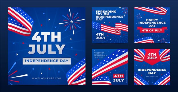 미국 7월 4일 축하를 위한 그라데이션 인스타그램 게시물 모음