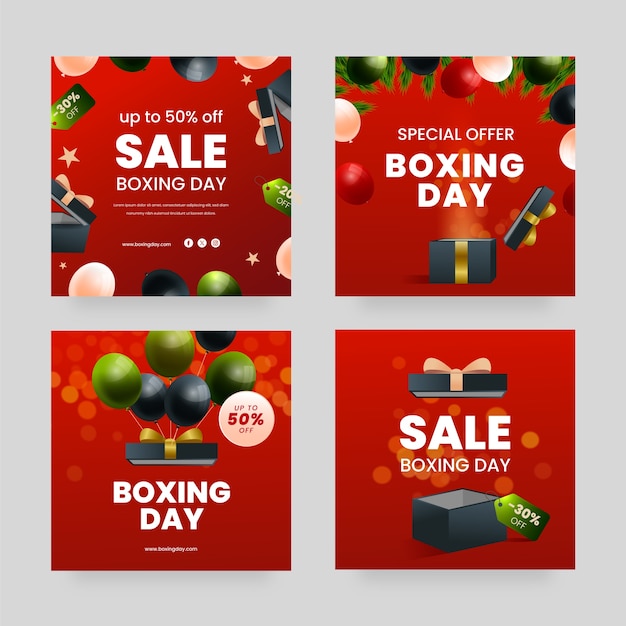 Gradient instagram posts collection for boxing day sales