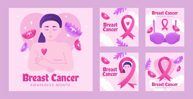 乳がん啓発月間のグラデーション Instagram 投稿コレクション