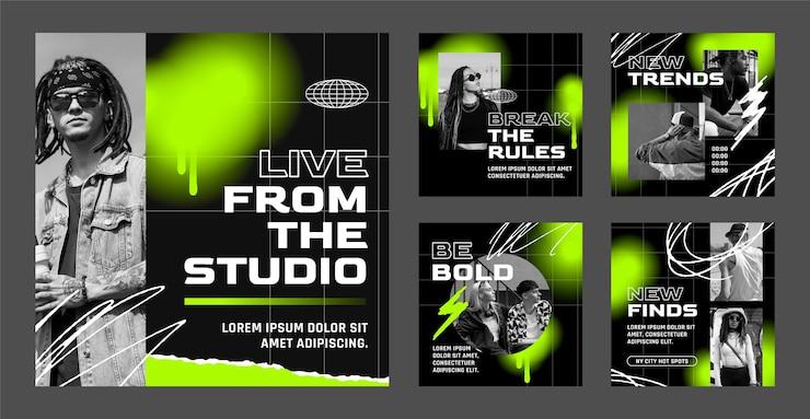Free Vector gradient  instagram posts set