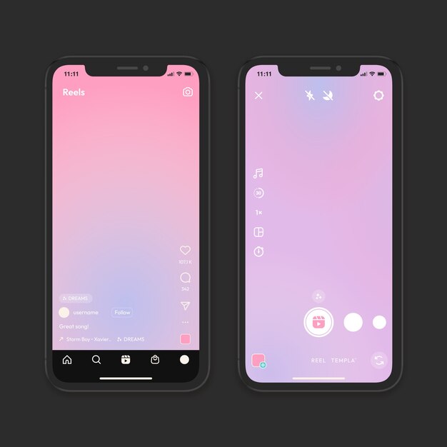 Gradient instagram reels interface template