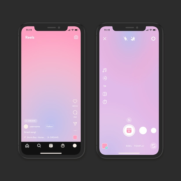 Gradient instagram reels interface template